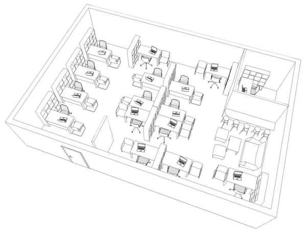 Visualização Contorno Interior Ilustração Esboço Esboço — Fotografia de Stock