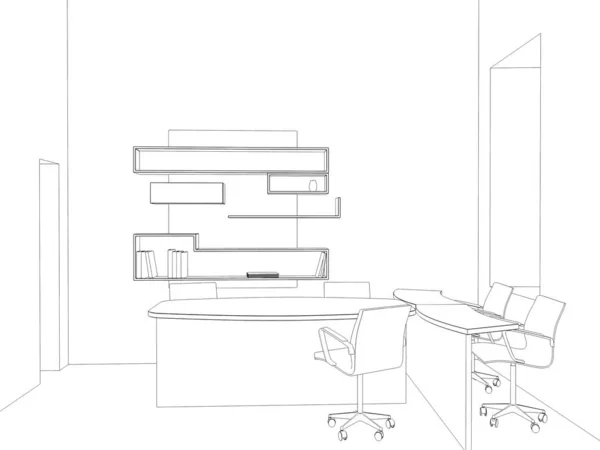 Interior Contour Visualization Illustration Sketch Outline — Stock Photo, Image