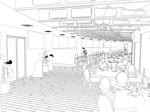 iç kontur görselleştirme, 3d illüstrasyon, kroki, anahat