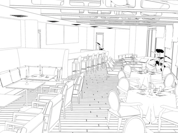 iç kontur görselleştirme, 3d illüstrasyon, kroki, anahat