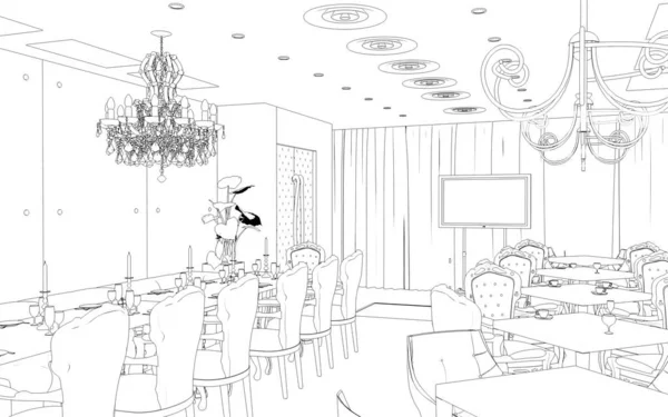 iç kontur görselleştirme, 3d illüstrasyon, kroki, anahat