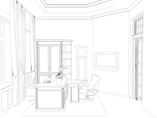 Contour Intérieur Visualisation Illustration Croquis Contour — Photo