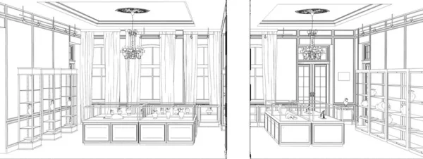 Contour Intérieur Visualisation Illustration Croquis Contour — Photo