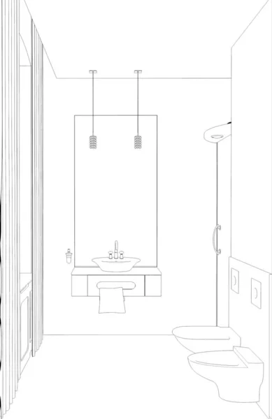 Visualización Del Contorno Interior Ilustración Bosquejo Esquema — Foto de Stock