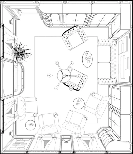 Contour Intérieur Visualisation Illustration Croquis Contour — Photo