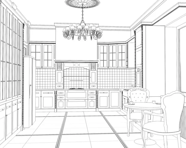 iç kontur görselleştirme, 3d illüstrasyon, kroki, anahat