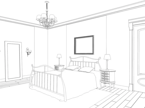 Interior Contour Visualization Illustration Sketch Outline — Stock Photo, Image