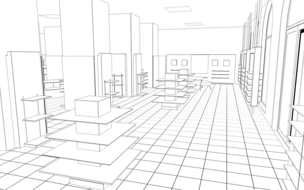 iç kontur görselleştirme, 3d illüstrasyon, kroki, anahat