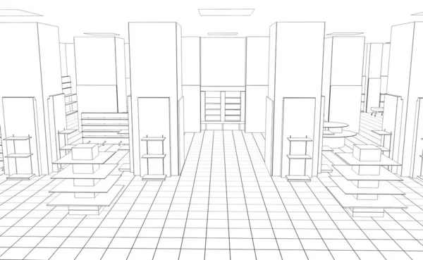 Visualización Del Contorno Interior Ilustración Bosquejo Esquema —  Fotos de Stock