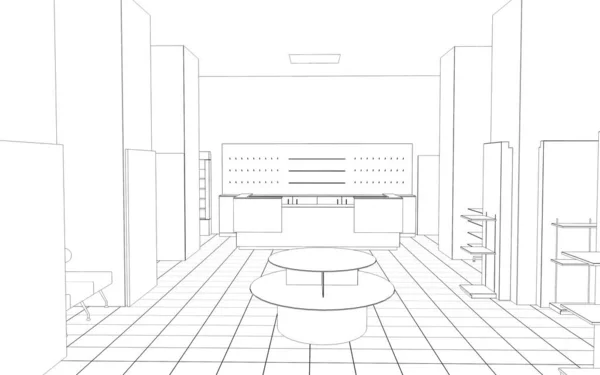 Visualización Del Contorno Interior Ilustración Bosquejo Esquema —  Fotos de Stock