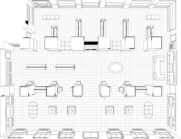 Interior Contour Visualization Illustration Sketch Outline — Stock Photo, Image