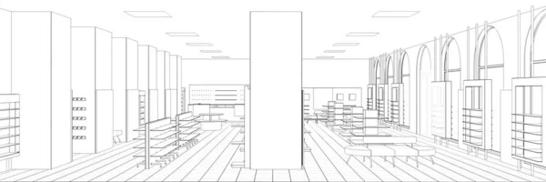 Interior Contour Visualization Illustration Sketch Outline — Stock Photo, Image