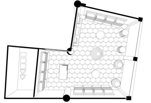 Interieur Contour Visualisatie Illustratie Schets Omtrek — Stockfoto