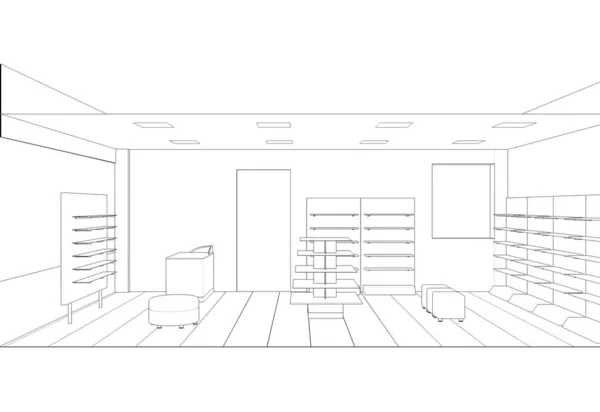 Interior Contour Visualization Illustration Sketch Outline — Stock Photo, Image