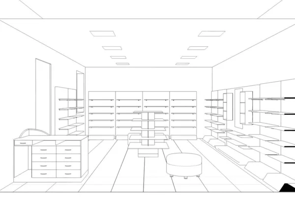 Contour Intérieur Visualisation Illustration Croquis Contour — Photo