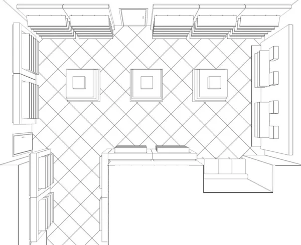 Interieur Contour Visualisatie Illustratie Schets Omtrek — Stockfoto