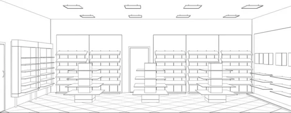 Visualizzazione Del Contorno Interno Illustrazione Schizzo Abbozzo — Foto Stock