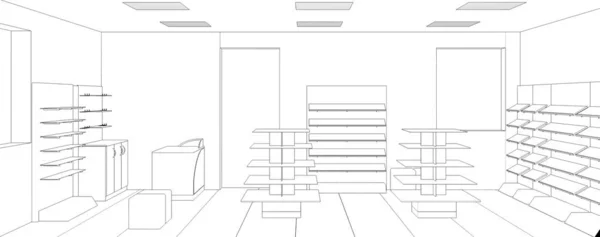 Visualización Del Contorno Interior Ilustración Bosquejo Esquema — Foto de Stock