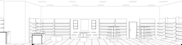Interior Contour Visualization Illustration Sketch Outline — Stock Photo, Image