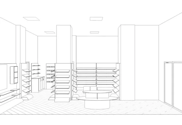 Visualización Del Contorno Interior Ilustración Bosquejo Esquema — Foto de Stock