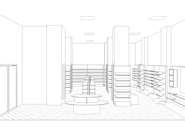 Visualización Del Contorno Interior Ilustración Bosquejo Esquema —  Fotos de Stock