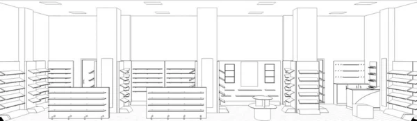 Interieur Contour Visualisatie Illustratie Schets Omtrek — Stockfoto