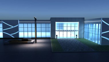 bir kır evinin dış, yazlık, görselleştirme, 3d illüstrasyon