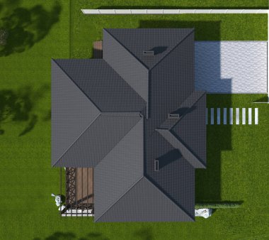 bir kır evinin dış, yazlık, görselleştirme, 3d illüstrasyon