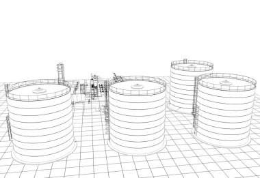 bir kır evinin dış, yazlık, kontur görselleştirme, 3d illüstrasyon, kroki, anahat
