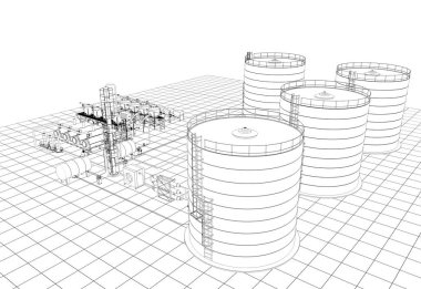 bir kır evinin dış, yazlık, kontur görselleştirme, 3d illüstrasyon, kroki, anahat