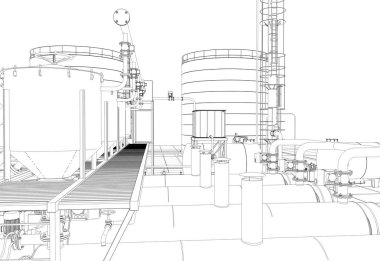 bir kır evinin dış, yazlık, kontur görselleştirme, 3d illüstrasyon, kroki, anahat