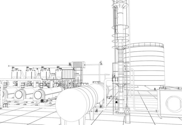 Zewnątrz Domu Wsi Domek Wizualizacja Konturów Ilustracja Szkic Zarys — Zdjęcie stockowe