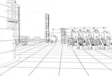 bir kır evinin dış, yazlık, kontur görselleştirme, 3d illüstrasyon, kroki, anahat