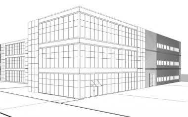 bir kır evinin dış, yazlık, kontur görselleştirme, 3d illüstrasyon, kroki, anahat