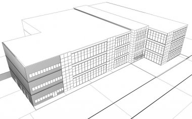 bir kır evinin dış, yazlık, kontur görselleştirme, 3d illüstrasyon, kroki, anahat