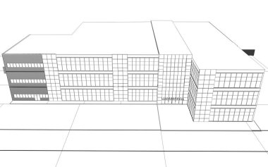 bir kır evinin dış, yazlık, kontur görselleştirme, 3d illüstrasyon, kroki, anahat