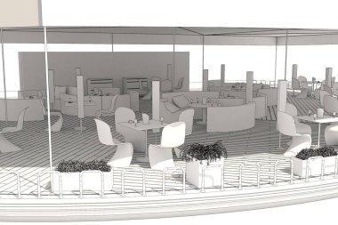 evin dış, görselleştirme, 3d illüstrasyon