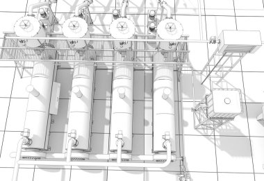 bir kır evinin dış, yazlık, görselleştirme, 3d illüstrasyon