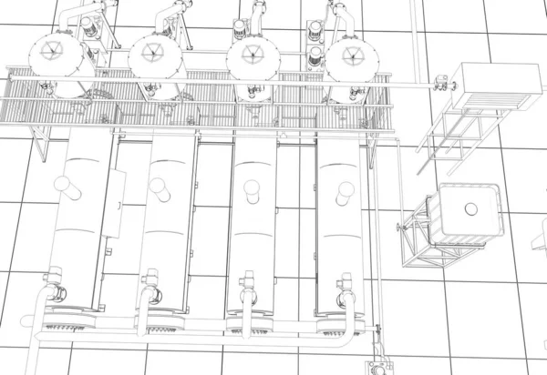 Esterno Una Casa Campagna Cottage Visualizzazione Del Contorno Illustrazione Schizzo — Foto Stock