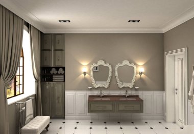 konut iç görselleştirme, 3d illüstrasyon