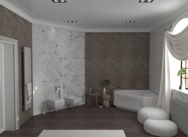 konut iç görselleştirme, 3d illüstrasyon