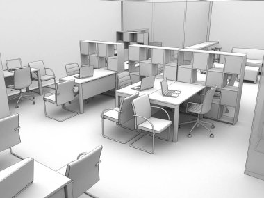 konut iç görselleştirme, 3d illüstrasyon