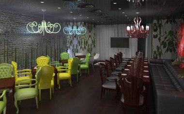 konut iç görselleştirme, 3d illüstrasyon