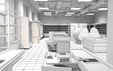 konut iç görselleştirme, 3d illüstrasyon