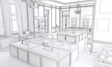 konut iç görselleştirme, 3d illüstrasyon