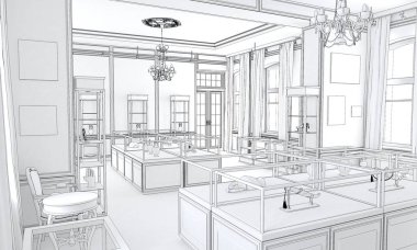 konut iç görselleştirme, 3d illüstrasyon