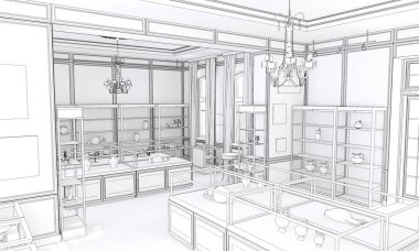 konut iç görselleştirme, 3d illüstrasyon