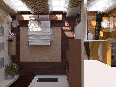 konut iç görselleştirme, 3d illüstrasyon