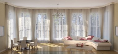 konut iç görselleştirme, 3d illüstrasyon