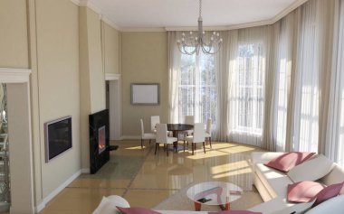 konut iç görselleştirme, 3d illüstrasyon